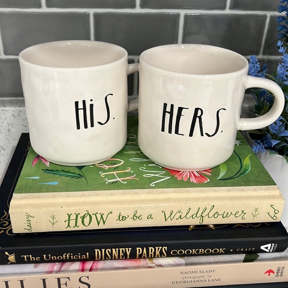 Vintage Rae Dunn HIS and HERS Stacking Coffee Mug Set